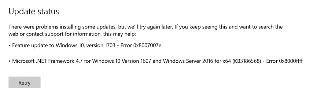 Perbaiki Kesalahan Pembaruan Windows 0x8007007e