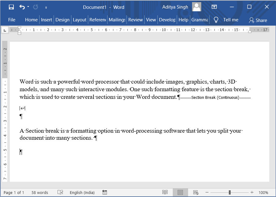 Cara Memadam Pecah Bahagian dalam Microsoft Word