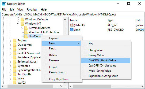 Cómo establecer el límite de cuota de disco y el nivel de advertencia en Windows 10