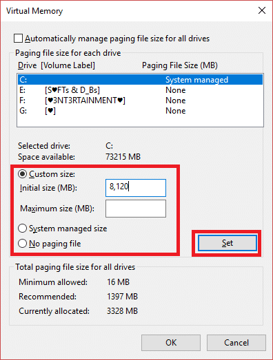 Gestionați memoria virtuală (fișier de pagină) în Windows 10