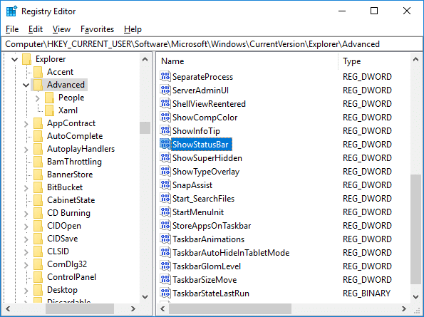 Activer ou désactiver la barre d'état dans l'explorateur de fichiers sous Windows 10