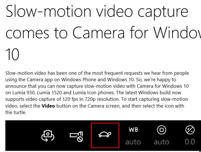 La funzionalità Slow Motion è in arrivo sui telefoni Windows 10 Mobile