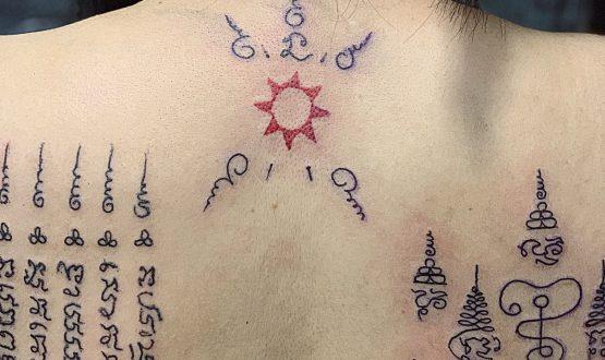 Zbiór tajskich wzorów tatuaży amulet, które większość ludzi wybiera do tatuowania