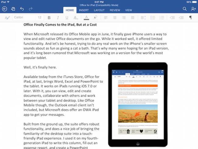 Microsoft kostenlose Office-Software für iOS