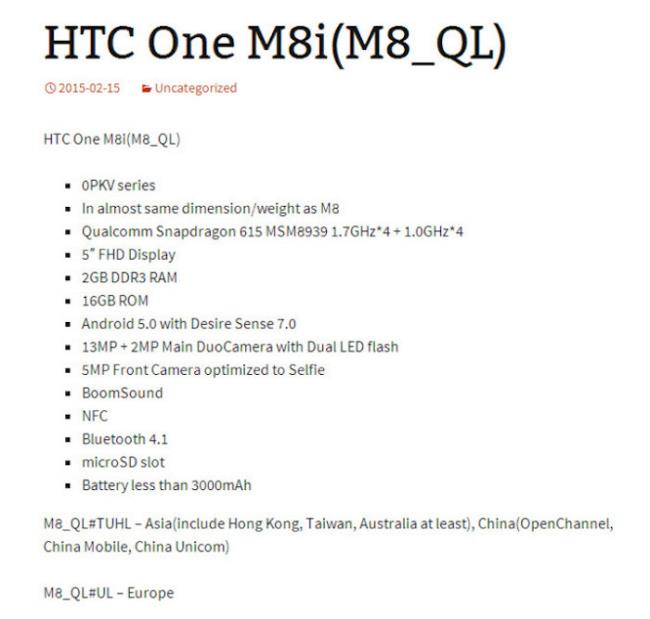 HTC One Mini 3 sarà presto disponibile