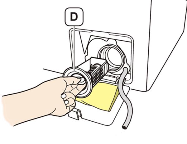 Instructions on how to clean the Samsung washing machine residue filter to avoid water clogging