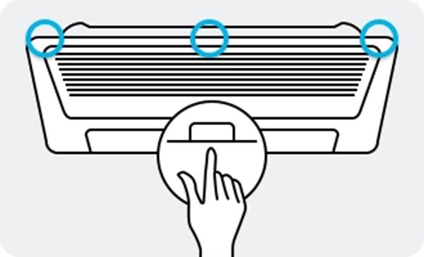 Instructions on how to clean the filters of the Samsung air conditioner