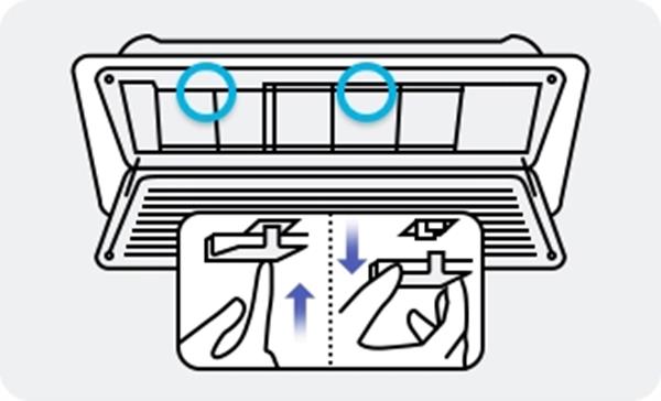 Instructions on how to clean the filters of the Samsung air conditioner