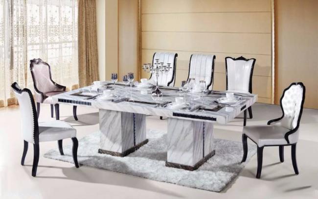 Kolekcja pięknych, wielostylowych, wielomateriałowych modeli stołów do jadalni