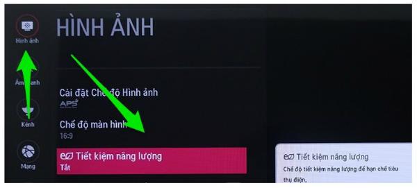 Turn on power saving mode on LG TV Internet