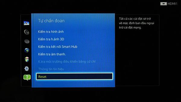 How to do factory reset on a Samsung smart TV running Smart Hub interface