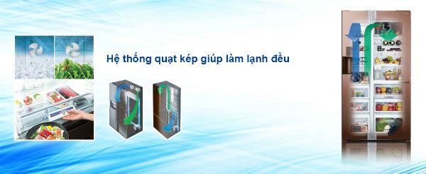 Explore the dual fan cooling systems on Hitachi refrigerators