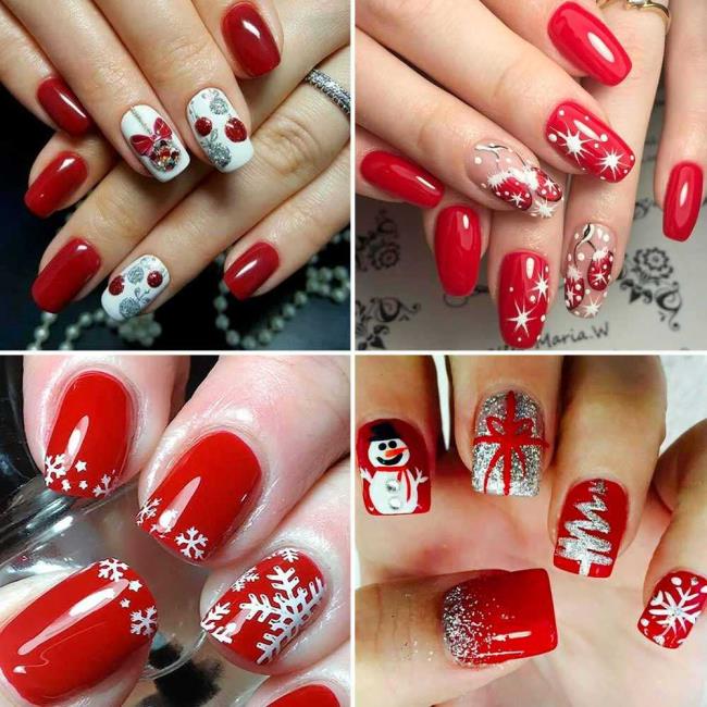 Red Christmas Nails 2020: أجمل الأفكار