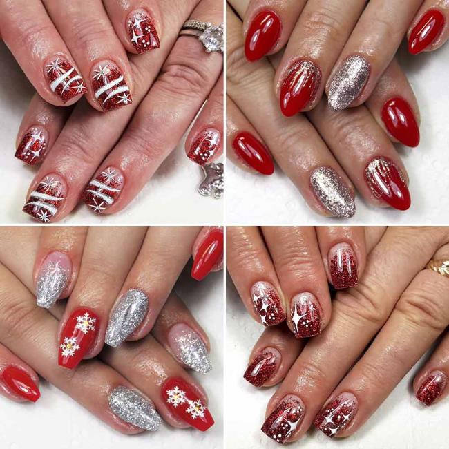 Red Christmas Nails 2020: أجمل الأفكار