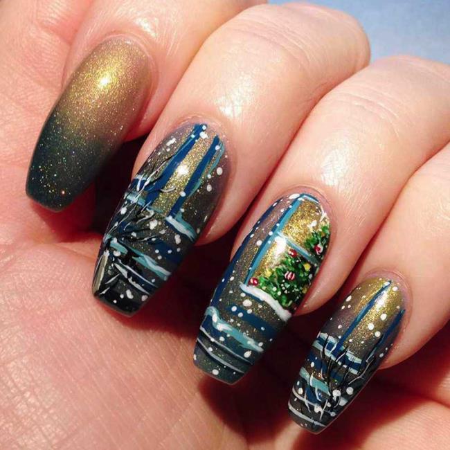 Kerstnagels 2020, prachtige gel en nail art: 150 afbeeldingen