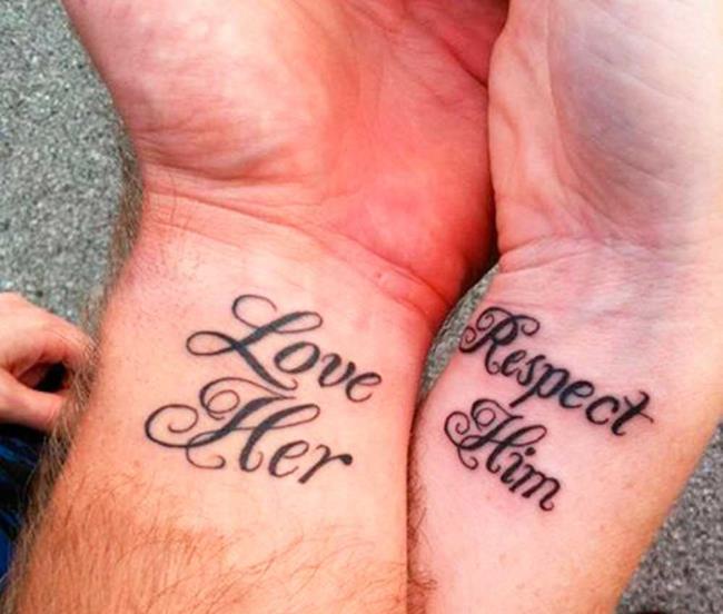 Tatouages ​​de couple: 200 belles photos et idées