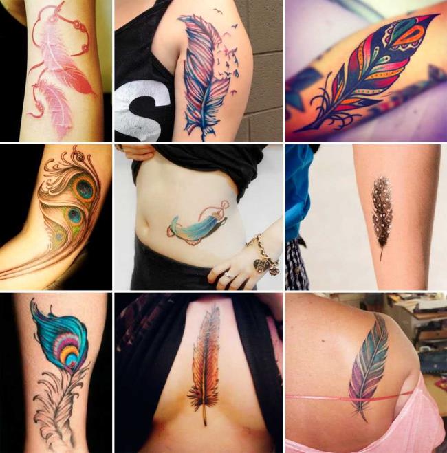 Federtattoo: Bedeutung und 150 Fotos, die Sie inspirieren