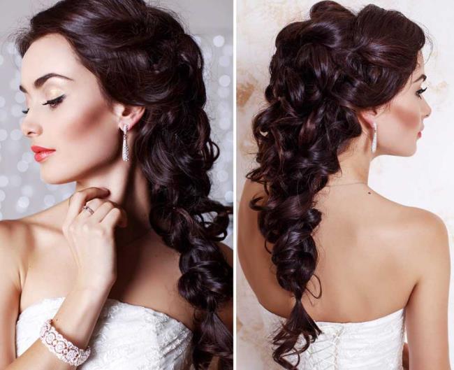 Gaya rambut pernikahan untuk rambut panjang: gambar-gambar indah!