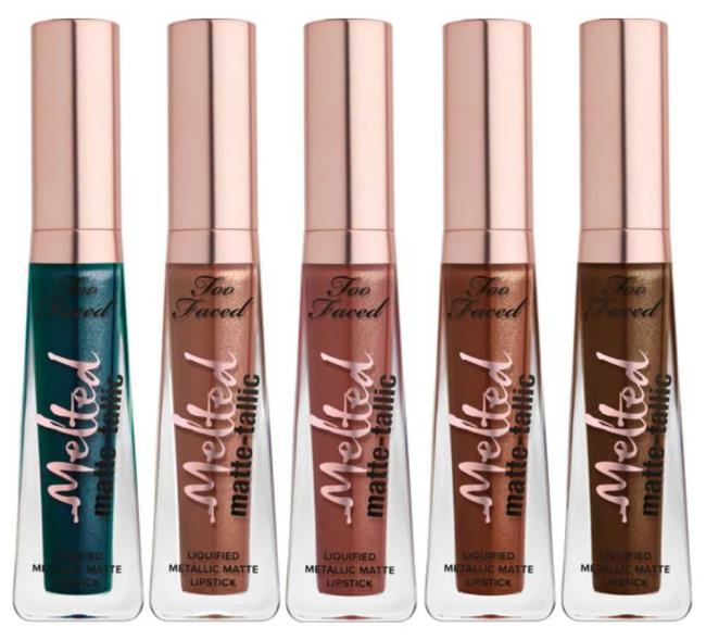 Batons líquidos metálicos e foscos derretidos Too Faced