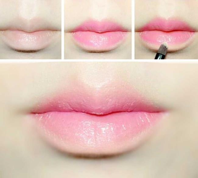 Korean Lips, reverse ombre lip makeup: photos and tutorials