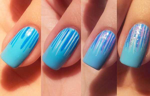 Nail Art Dip w kolorze niebieskim z emalią z efektem Pupa Gel