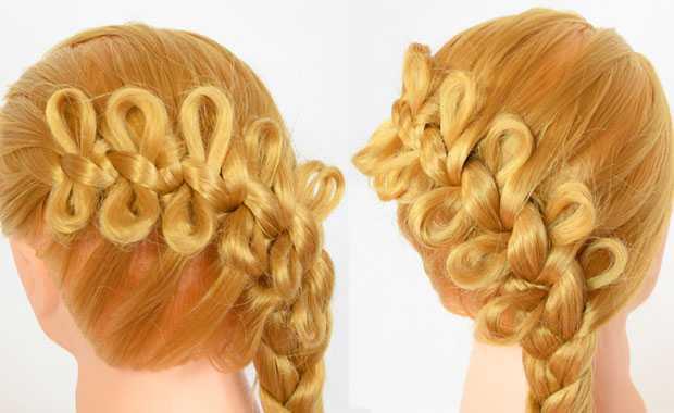 Tresse avec des arcs - coiffure originale!