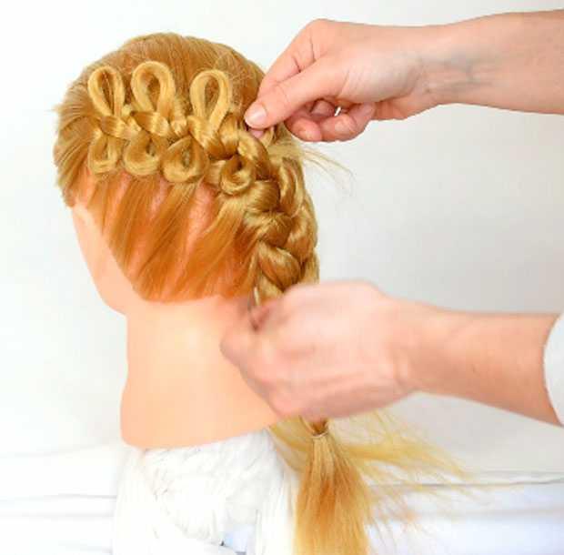 Braid with bows - original hairstyle!