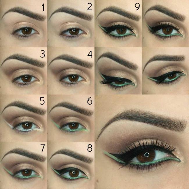 Make-up om de ogen te vergroten en te verlengen: tutorial