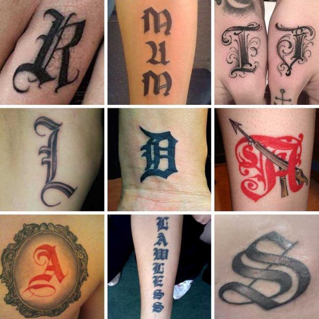 Letter tattoos - 100 beautiful photos and ideas