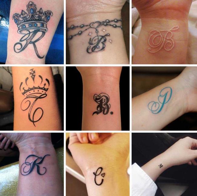 Letter tattoos - 100 beautiful photos and ideas