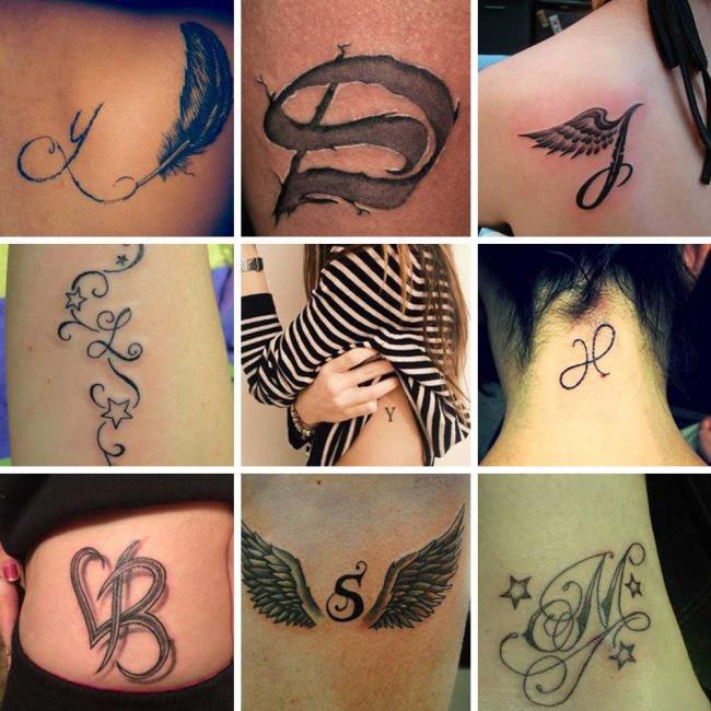 Letter tattoos - 100 beautiful photos and ideas