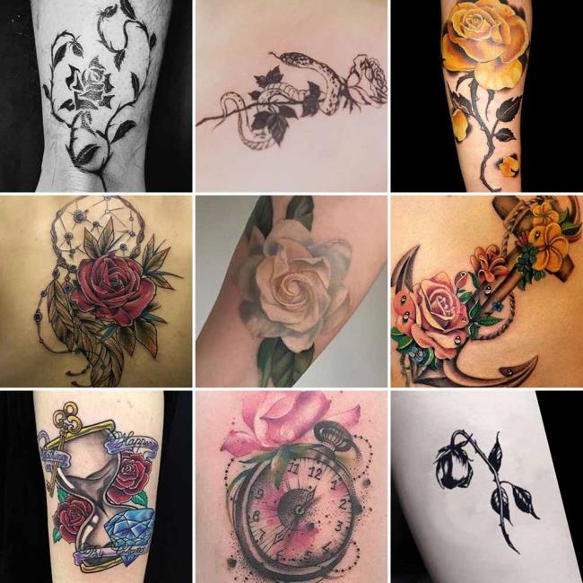 Rose tattoo: betekenis en 200 foto's om je te inspireren