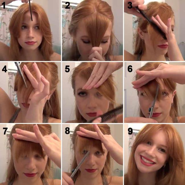 自分で前髪を切る方法：8つの簡単な方法