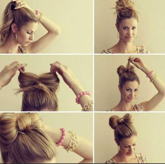 Yüksek chignon: nasıl yapılır?  40 Fotoğraf ve Öğretici