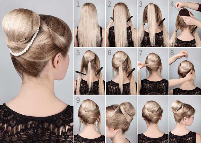 Yüksek chignon: nasıl yapılır?  40 Fotoğraf ve Öğretici