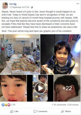 Pensait qu'il n'avait que de la fièvre et des douleurs aux jambes, qui s'attendaient à ce que l'enfant de 4 ans ait une terrible infection du sang