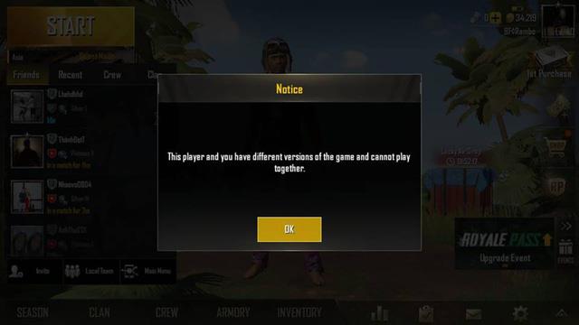 How to fix Different versions on PUBG Mobile 0.8.1