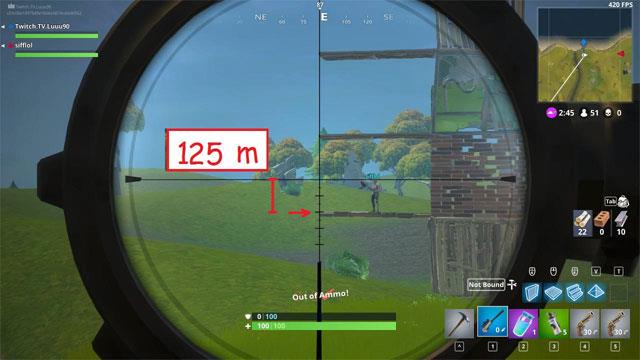 Cara menentukan jarak tembakan dan penembak jitu di game Fortnite