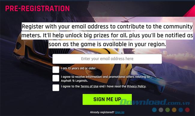 How to register to play before Asphalt 9: Legends