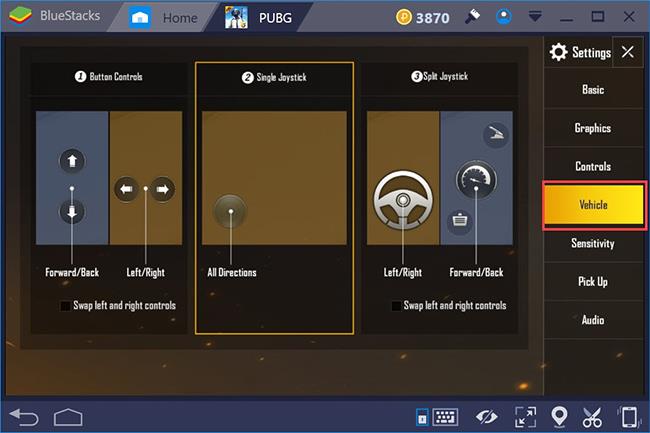 Laraskan mod pemanduan semasa bermain PUBG Mobile di BlueStacks