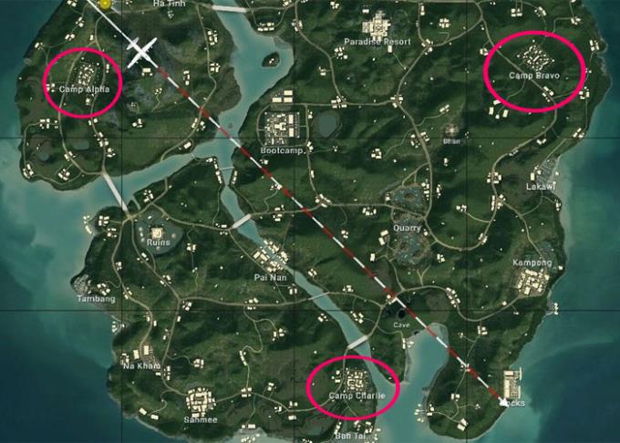PUBG: Mensintesis lokasi skydiving terpanas di peta Sanhok