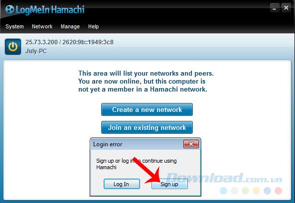 Cómo crear una cuenta de Hamachi