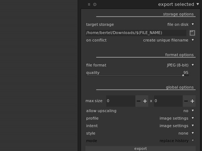 Petunjuk penggunaan Darktable