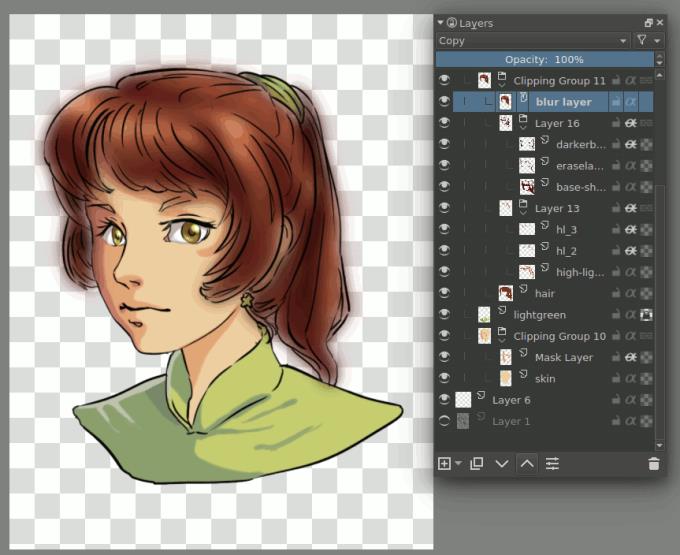 How to create Clipping Mask and Alpha Inheritance in Krita