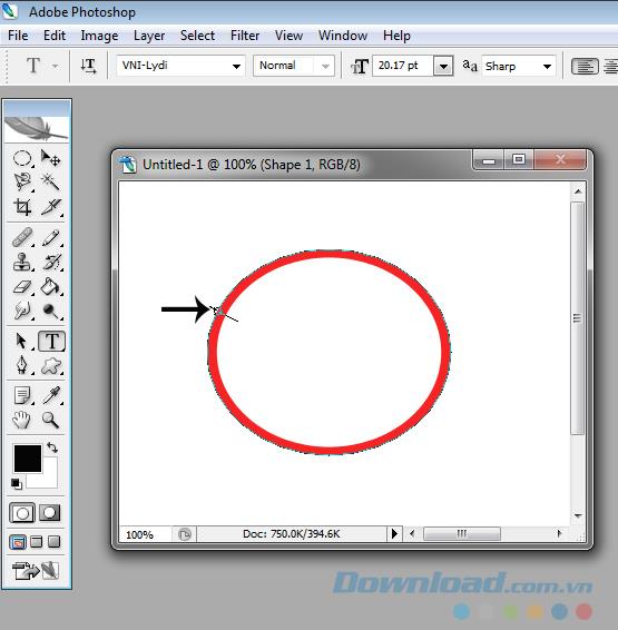 Bagaimana menulis teks dalam bulatan di Photoshop