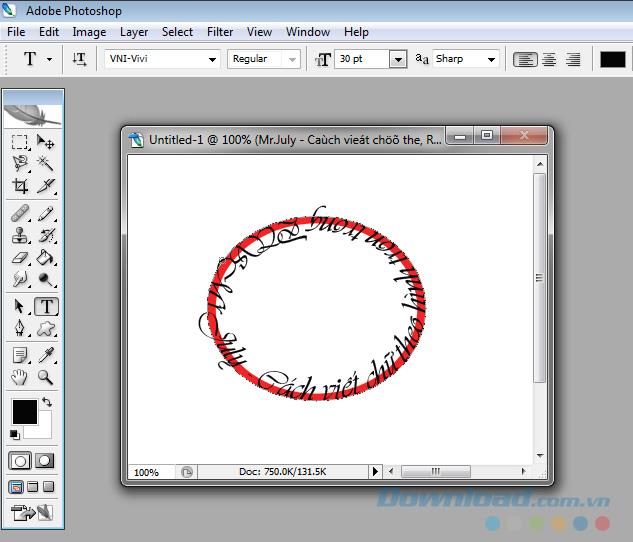 Bagaimana menulis teks dalam bulatan di Photoshop