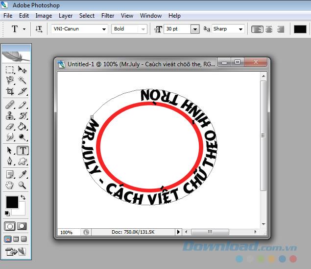 How to write text in a circle in Photoshop