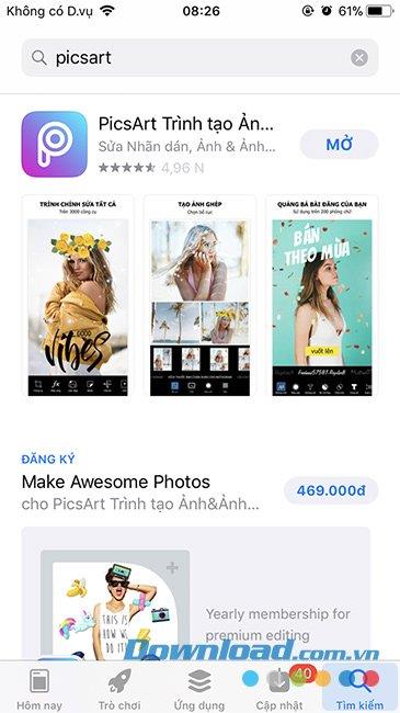 Instructions for downloading and installing PicsArt