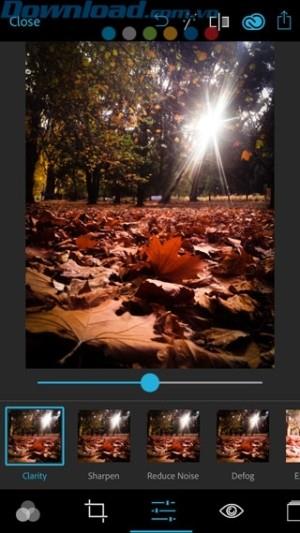 Instructions for editing photos using Photoshop Express on iPhone