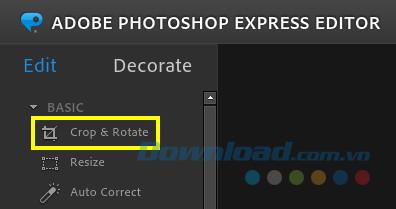 Instructions for using Adobe Photoshop Express